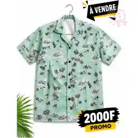 Chemise Homme Tropicale Moderne Manches Courtes – Vert Menthe
